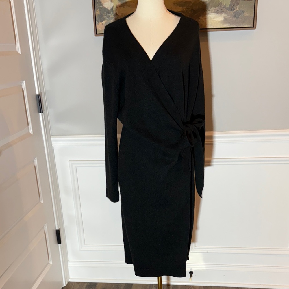 Banana Republic Wrap Dress Black Long Sleeve